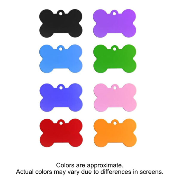 Dog Tag Colors Custom Laser-Etched Bone-Shaped Anodized Aluminum Dog Tag