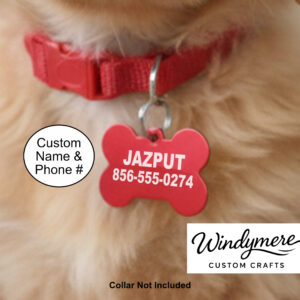 Custom Laser-Etched Bone-Shaped Anodized Aluminum Dog Tag