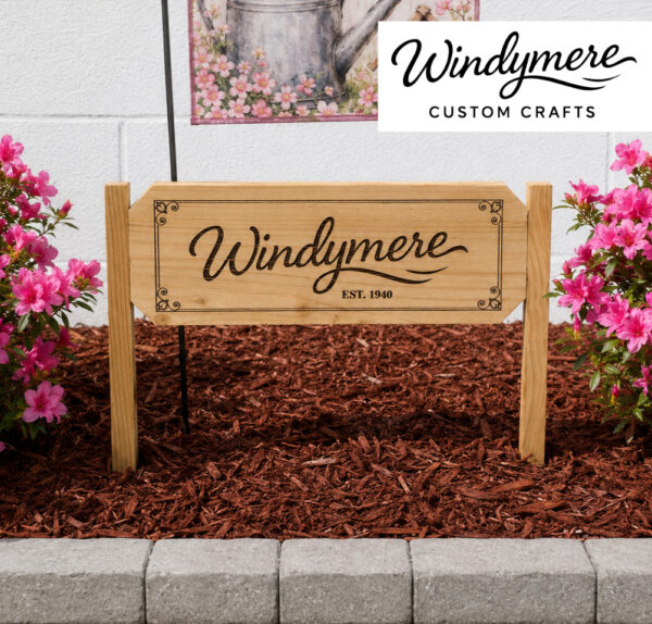 Wooden Garden Sign cropped Custom Cedar Lawn & Garden Estate Sign