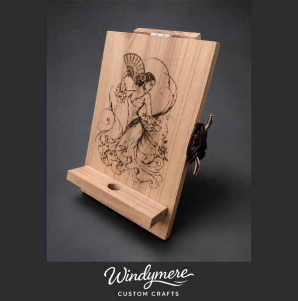 Images for Web Custom Laser-Engraved Cedar Cell Phone / Tablet Charging Display Stand