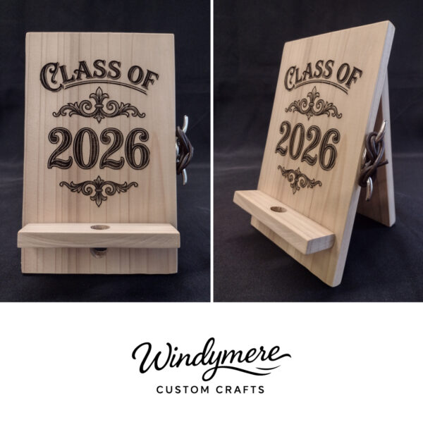 Images for Web Custom Laser-Engraved Cedar Cell Phone / Tablet Charging Display Stand
