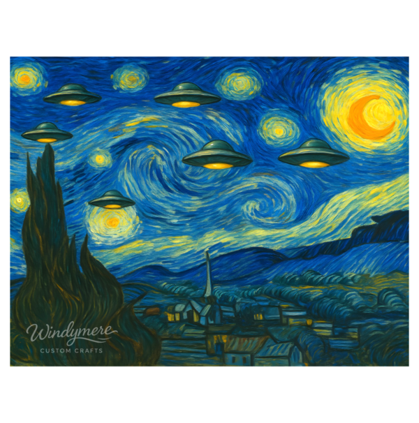 Framed Print Starry_Alien_Night_for_web2 Framed Print: Starry UFO Night, Alien Classics Collection